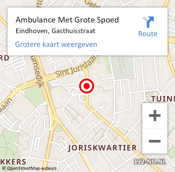 Locatie op kaart van de 112 melding: Ambulance Met Grote Spoed Naar Eindhoven, Gasthuisstraat op 22 mei 2018 21:47