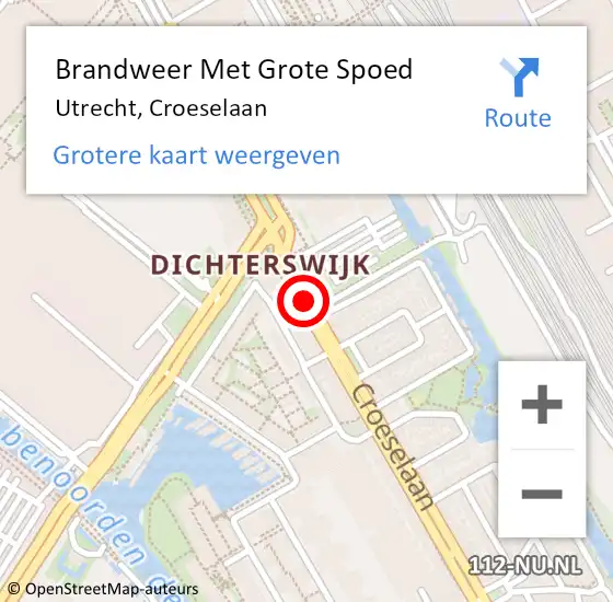 Locatie op kaart van de 112 melding: Brandweer Met Grote Spoed Naar Utrecht, Croeselaan op 22 mei 2018 22:21