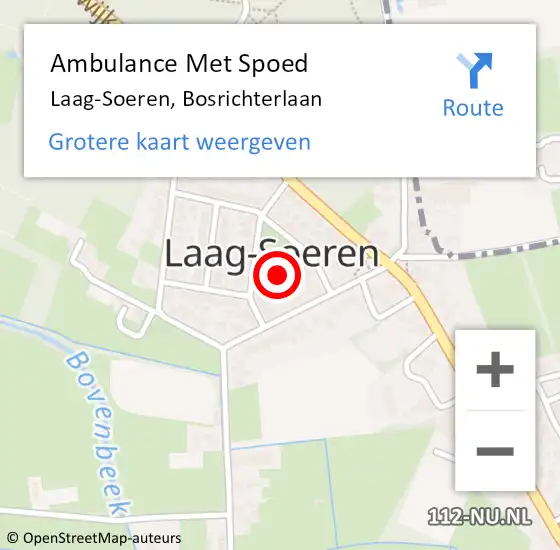 Locatie op kaart van de 112 melding: Ambulance Met Spoed Naar Laag-Soeren, Bosrichterlaan op 23 mei 2018 00:30