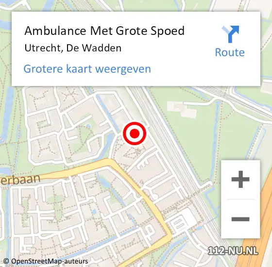 Locatie op kaart van de 112 melding: Ambulance Met Grote Spoed Naar Utrecht, De Wadden op 23 mei 2018 14:46