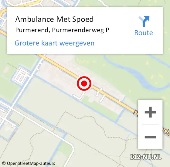 Locatie op kaart van de 112 melding: Ambulance Met Spoed Naar Purmerend, Purmerenderweg P op 23 mei 2018 16:00