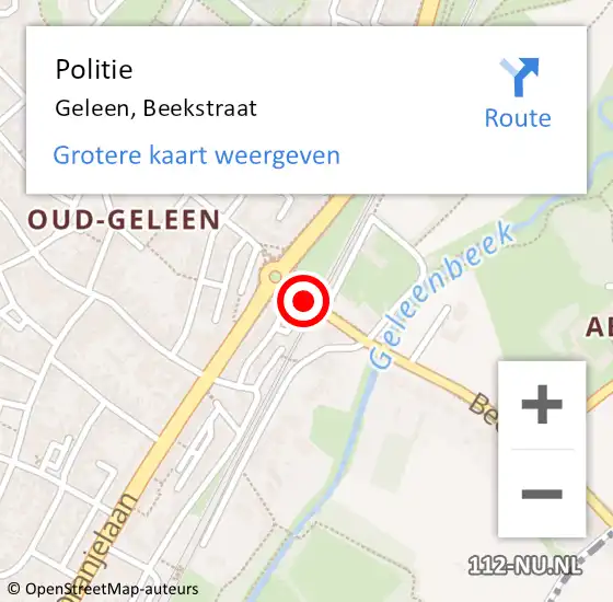 Locatie op kaart van de 112 melding: Politie Geleen, Beekstraat op 23 mei 2018 16:44