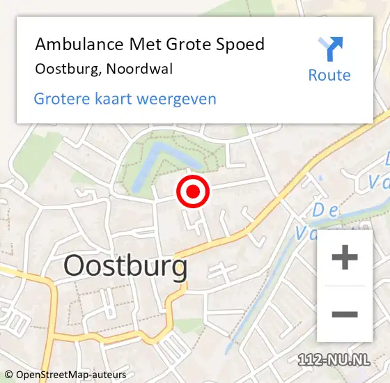 Locatie op kaart van de 112 melding: Ambulance Met Grote Spoed Naar Oostburg, Noordwal op 23 mei 2018 19:00