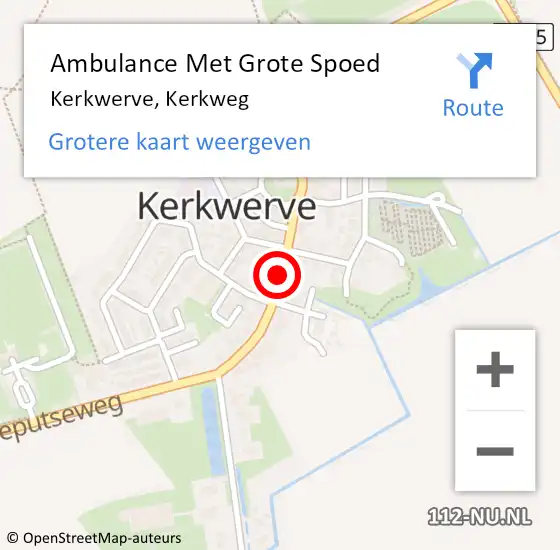 Locatie op kaart van de 112 melding: Ambulance Met Grote Spoed Naar Kerkwerve, Kerkweg op 24 mei 2018 04:11