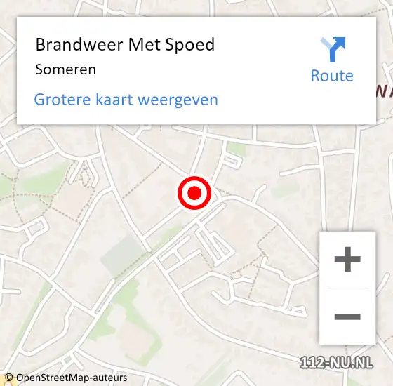 Locatie op kaart van de 112 melding: Brandweer Met Spoed Naar Someren op 24 mei 2018 08:39