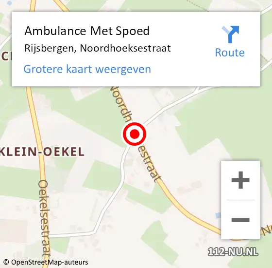 Locatie op kaart van de 112 melding: Ambulance Met Spoed Naar Rijsbergen, Noordhoeksestraat op 24 mei 2018 09:47