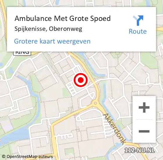 Locatie op kaart van de 112 melding: Ambulance Met Grote Spoed Naar Spijkenisse, Oberonweg op 24 mei 2018 10:58