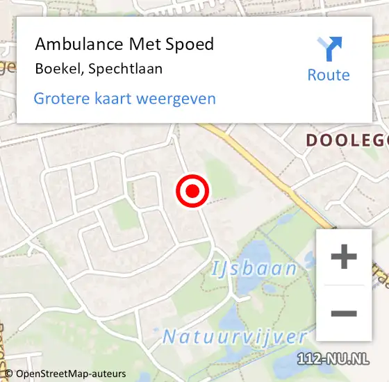 Locatie op kaart van de 112 melding: Ambulance Met Spoed Naar Boekel, Spechtlaan op 24 mei 2018 11:02
