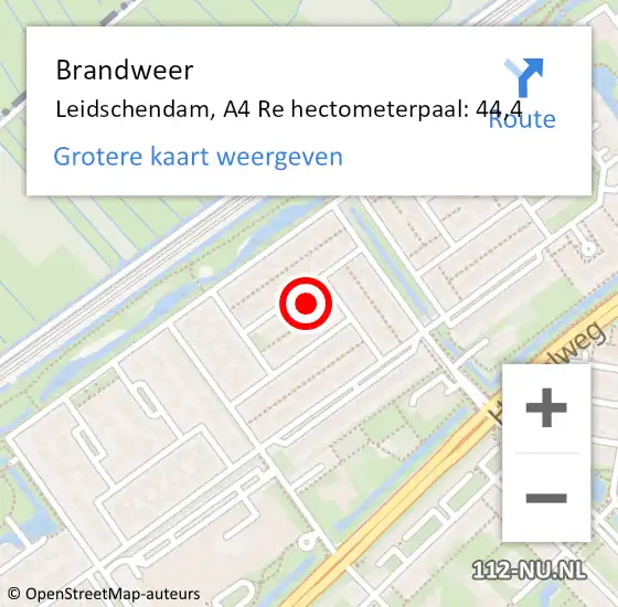 Locatie op kaart van de 112 melding: Brandweer Leidschendam, A4 Re hectometerpaal: 44,4 op 24 mei 2018 12:51