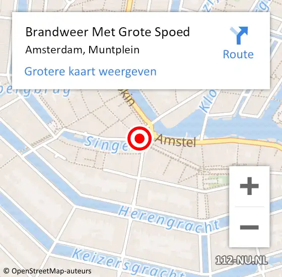 Locatie op kaart van de 112 melding: Brandweer Met Grote Spoed Naar Amsterdam, Muntplein op 24 mei 2018 14:47