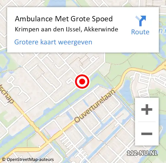 Locatie op kaart van de 112 melding: Ambulance Met Grote Spoed Naar Krimpen aan den IJssel, Akkerwinde op 24 mei 2018 16:51