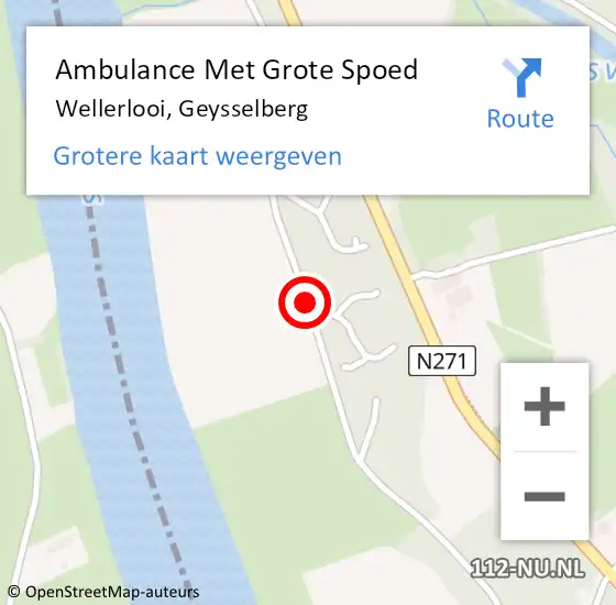 Locatie op kaart van de 112 melding: Ambulance Met Grote Spoed Naar Wellerlooi, Geysselberg op 24 mei 2018 17:03