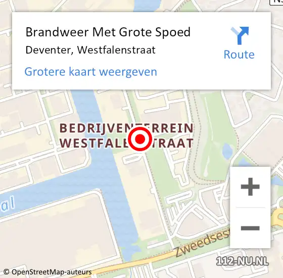 Locatie op kaart van de 112 melding: Brandweer Met Grote Spoed Naar Deventer, Westfalenstraat op 24 mei 2018 23:42
