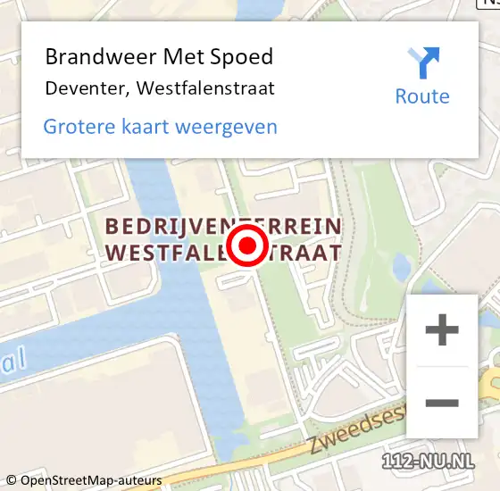 Locatie op kaart van de 112 melding: Brandweer Met Spoed Naar Deventer, Westfalenstraat op 24 mei 2018 23:54