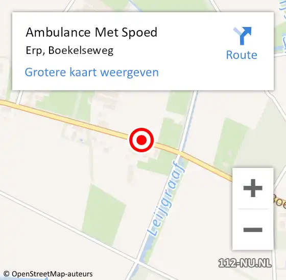 Locatie op kaart van de 112 melding: Ambulance Met Spoed Naar Erp, Boekelseweg op 25 mei 2018 06:28