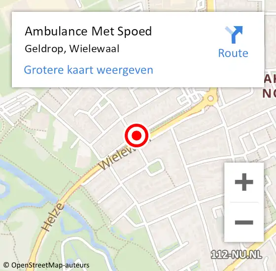 Locatie op kaart van de 112 melding: Ambulance Met Spoed Naar Geldrop, Wielewaal op 25 mei 2018 09:00