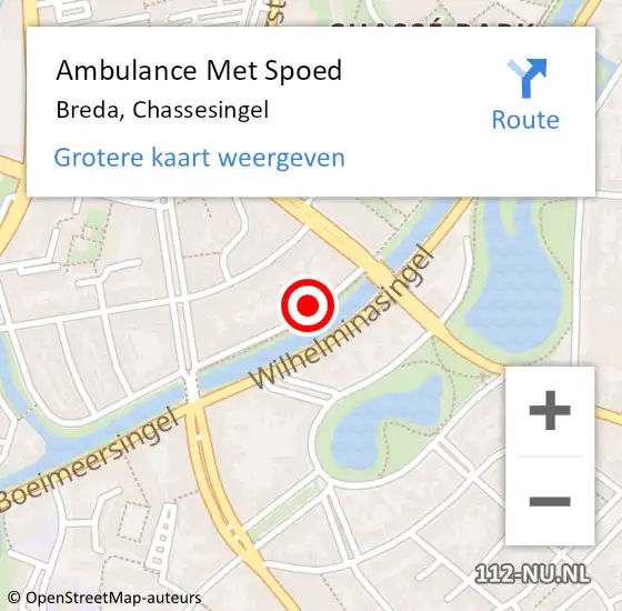 Locatie op kaart van de 112 melding: Ambulance Met Spoed Naar Breda, Chassesingel op 25 mei 2018 09:46