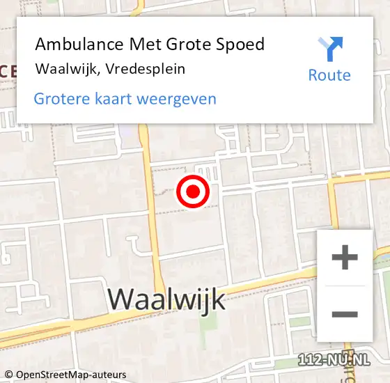 Locatie op kaart van de 112 melding: Ambulance Met Grote Spoed Naar Waalwijk, Vredesplein op 25 mei 2018 09:57