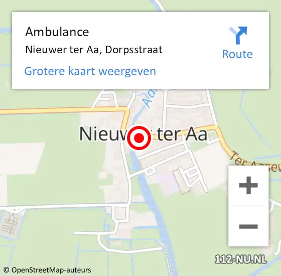 Locatie op kaart van de 112 melding: Ambulance Nieuwer ter Aa, Dorpsstraat op 25 mei 2018 10:12