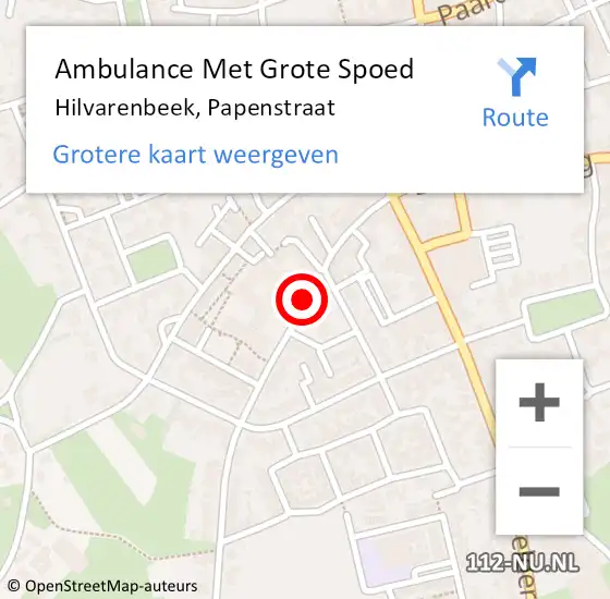 Locatie op kaart van de 112 melding: Ambulance Met Grote Spoed Naar Hilvarenbeek, Papenstraat op 25 mei 2018 10:13