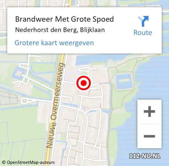 Locatie op kaart van de 112 melding: Brandweer Met Grote Spoed Naar Nederhorst den Berg, Blijklaan op 25 mei 2018 10:29