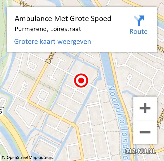Locatie op kaart van de 112 melding: Ambulance Met Grote Spoed Naar Purmerend, Loirestraat op 25 mei 2018 11:00