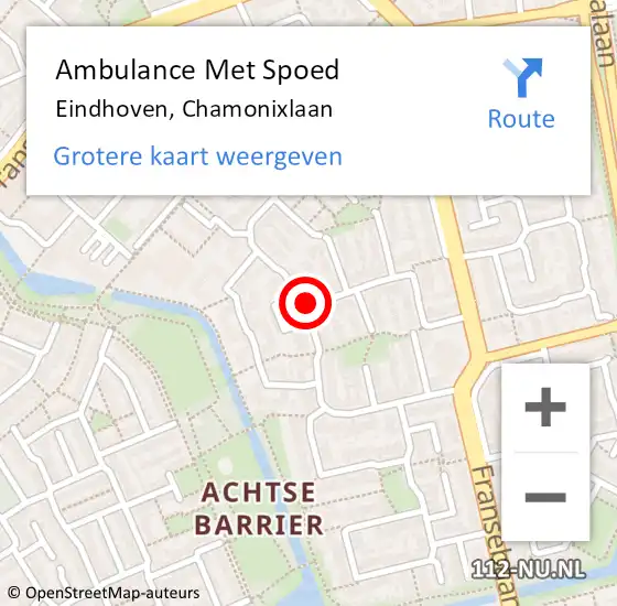 Locatie op kaart van de 112 melding: Ambulance Met Spoed Naar Eindhoven, Chamonixlaan op 25 mei 2018 12:37