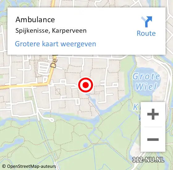 Locatie op kaart van de 112 melding: Ambulance Spijkenisse, Karperveen op 25 mei 2018 13:09