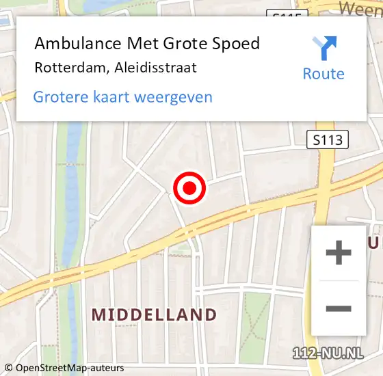 Locatie op kaart van de 112 melding: Ambulance Met Grote Spoed Naar Rotterdam, Aleidisstraat op 25 mei 2018 14:08