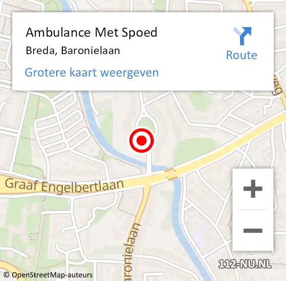 Locatie op kaart van de 112 melding: Ambulance Met Spoed Naar Breda, Baronielaan op 25 mei 2018 15:30