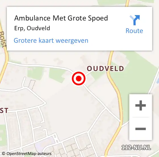 Locatie op kaart van de 112 melding: Ambulance Met Grote Spoed Naar Erp, Oudveld op 25 mei 2018 15:56