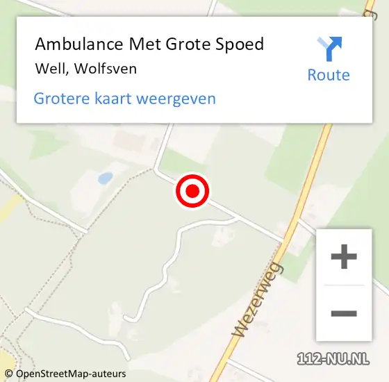 Locatie op kaart van de 112 melding: Ambulance Met Grote Spoed Naar Well, Wolfsven op 25 mei 2018 16:33