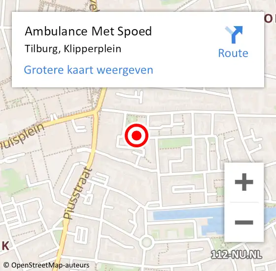 Locatie op kaart van de 112 melding: Ambulance Met Spoed Naar Tilburg, Klipperplein op 25 mei 2018 22:37