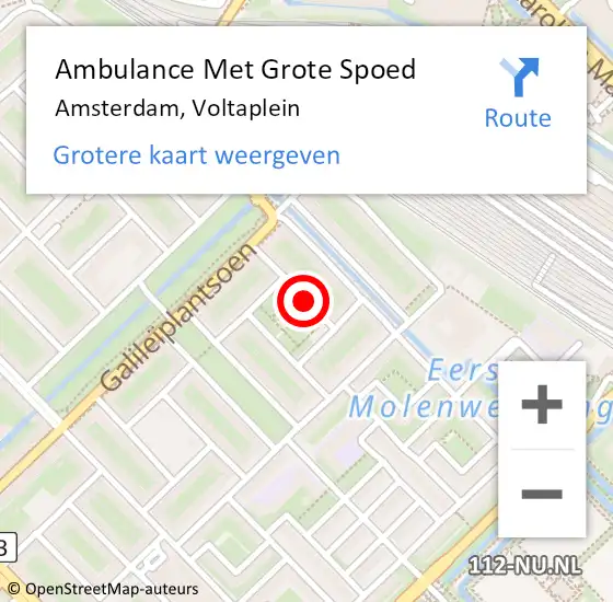 Locatie op kaart van de 112 melding: Ambulance Met Grote Spoed Naar Amsterdam, Voltaplein op 26 mei 2018 00:39