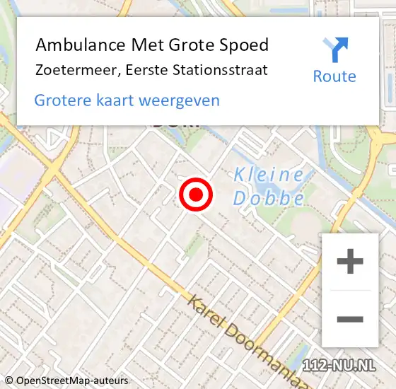 Locatie op kaart van de 112 melding: Ambulance Met Grote Spoed Naar Zoetermeer, Eerste Stationsstraat op 26 mei 2018 01:21