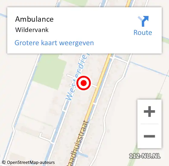 Locatie op kaart van de 112 melding: Ambulance Wildervank op 26 mei 2018 02:49