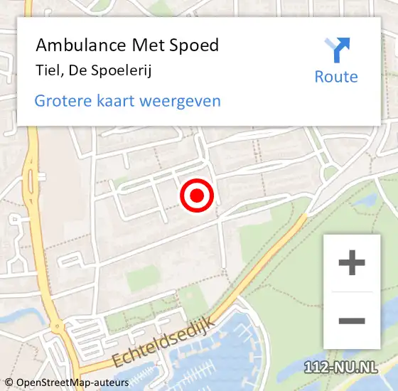 Locatie op kaart van de 112 melding: Ambulance Met Spoed Naar Tiel, De Spoelerij op 26 mei 2018 03:41