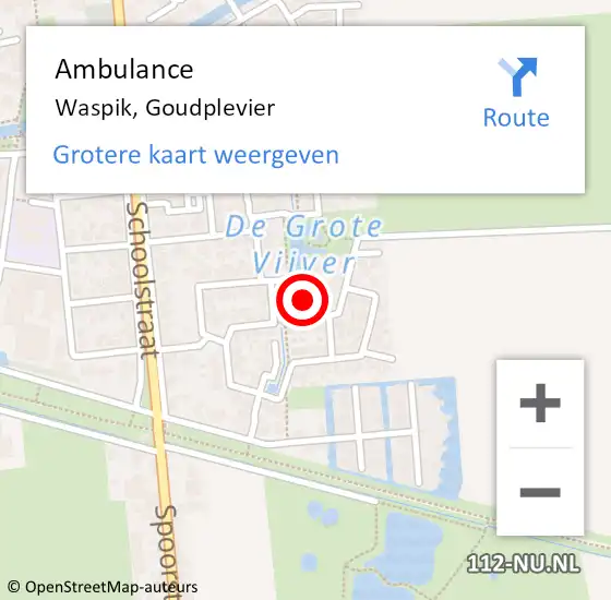 Locatie op kaart van de 112 melding: Ambulance Waspik, Goudplevier op 26 mei 2018 08:21