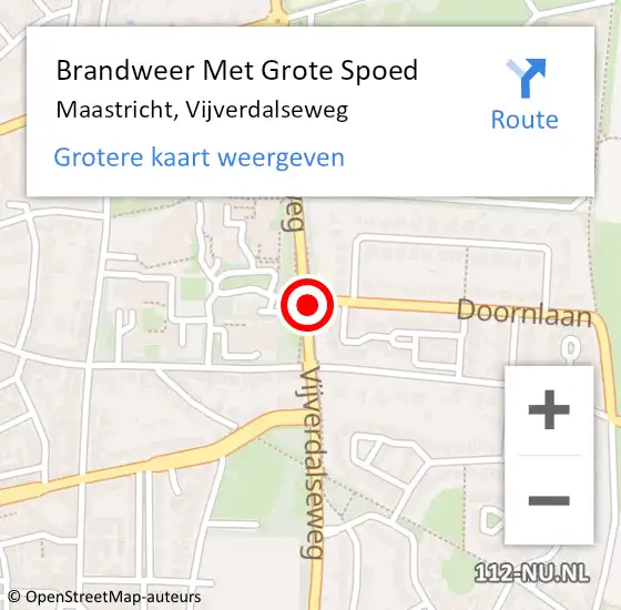 Locatie op kaart van de 112 melding: Brandweer Met Grote Spoed Naar Maastricht, Vijverdalseweg op 26 mei 2018 09:30