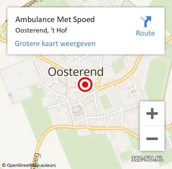 Locatie op kaart van de 112 melding: Ambulance Met Spoed Naar Oosterend, 't Hof op 26 mei 2018 10:37