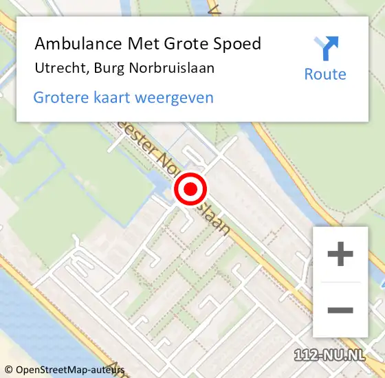 Locatie op kaart van de 112 melding: Ambulance Met Grote Spoed Naar Utrecht, Burg Norbruislaan op 26 mei 2018 11:06