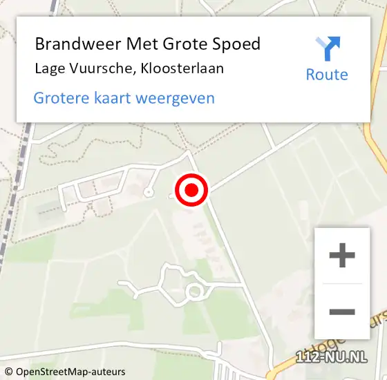 Locatie op kaart van de 112 melding: Brandweer Met Grote Spoed Naar Lage Vuursche, Kloosterlaan op 26 mei 2018 11:23