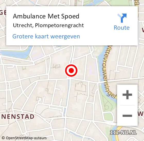 Locatie op kaart van de 112 melding: Ambulance Met Spoed Naar Utrecht, Plompetorengracht op 26 mei 2018 12:31