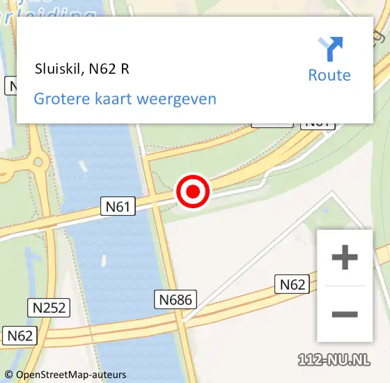 Locatie op kaart van de 112 melding:  Sluiskil, N62 R op 26 mei 2018 14:36