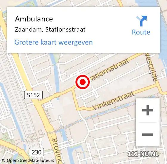 Locatie op kaart van de 112 melding: Ambulance Zaandam, Stationsstraat op 26 mei 2018 16:27