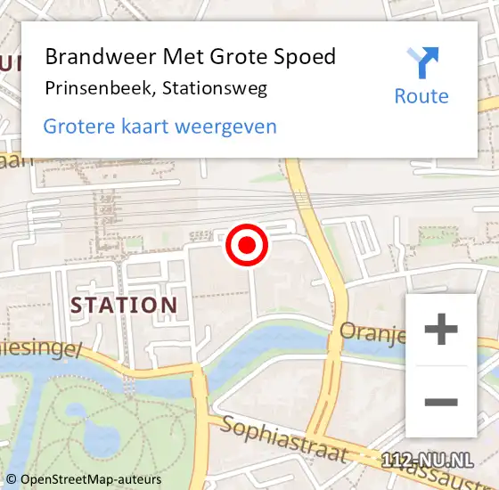 Locatie op kaart van de 112 melding: Brandweer Met Grote Spoed Naar Prinsenbeek, Stationsweg op 26 mei 2018 16:57