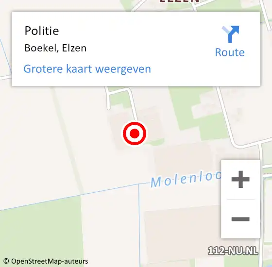 Locatie op kaart van de 112 melding: Politie Boekel, Elzen op 26 mei 2018 17:35