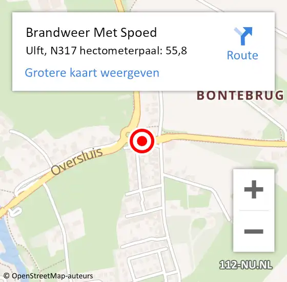 Locatie op kaart van de 112 melding: Brandweer Met Spoed Naar Ulft, N317 hectometerpaal: 55,8 op 26 mei 2018 17:45
