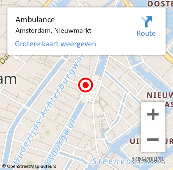 Locatie op kaart van de 112 melding: Ambulance Amsterdam, Nieuwmarkt op 26 mei 2018 20:24