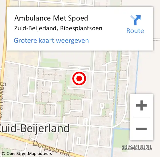 Locatie op kaart van de 112 melding: Ambulance Met Spoed Naar Zuid-Beijerland, Ribesplantsoen op 26 mei 2018 21:58